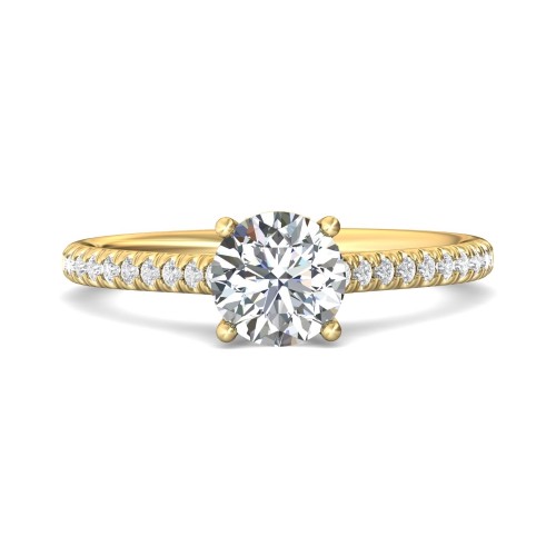 FlyerFit&reg; 18K Yellow Gold Micropave Engagement Ring