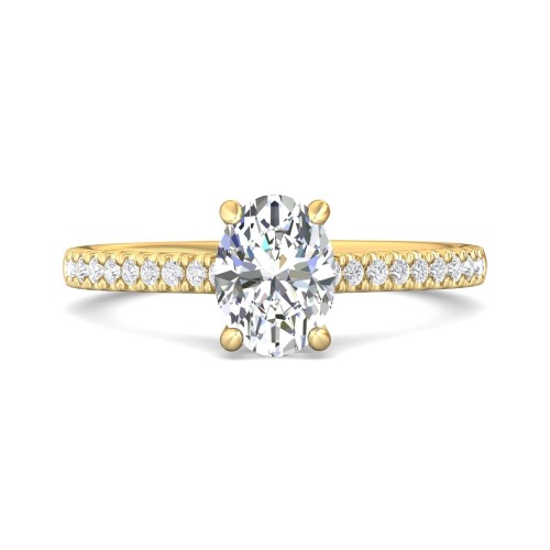 FlyerFit&reg; 14K Yellow Gold Micropave Engagement Ring