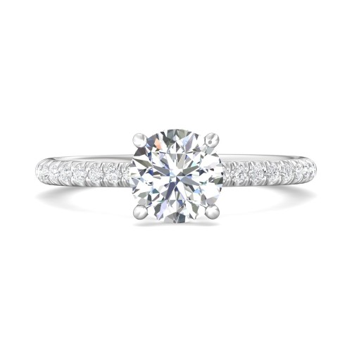 FlyerFit&reg; 18K White Gold Micropave Engagement Ring