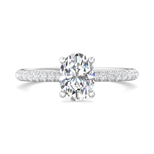 FlyerFit&reg; 18K White Gold Micropave Engagement Ring