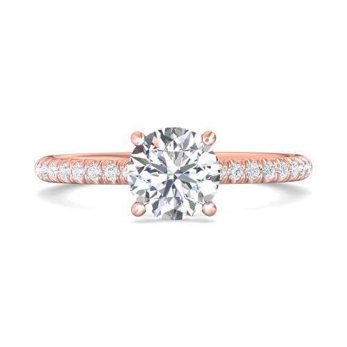 FlyerFit&reg; 18K Pink Gold Micropave Engagement Ring