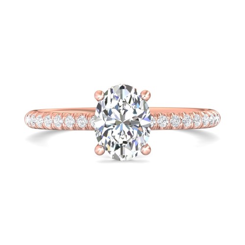 FlyerFit&reg; 18K Pink Gold Micropave Engagement Ring