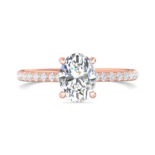 FlyerFit&reg; 18K Pink Gold Micropave Engagement Ring