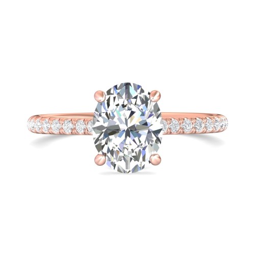 FlyerFit&reg; 18K Pink Gold Micropave Engagement Ring