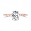 FlyerFit® 18K Pink Gold Shank And White Gold Top Micropave Engagement Ring