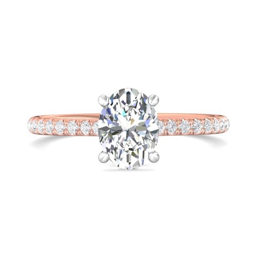 FlyerFit&reg; 18K Pink Gold Shank And White Gold Top Micropave Engagement Ring