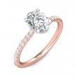 FlyerFit® 18K Pink Gold Shank And White Gold Top Micropave Engagement Ring