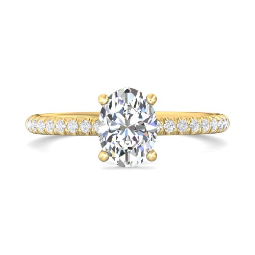 FlyerFit&reg; 14K Yellow Gold Micropave Engagement Ring