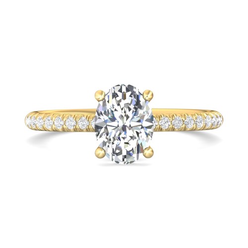 FlyerFit&reg; 18K Yellow Gold Micropave Engagement Ring