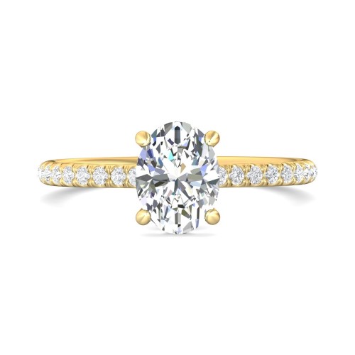 FlyerFit&reg; 14K Yellow Gold Micropave Engagement Ring