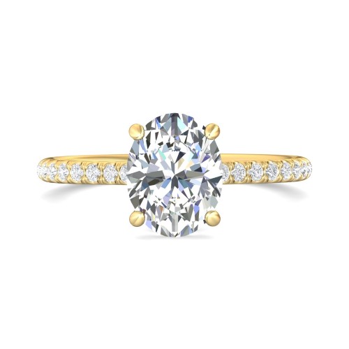 FlyerFit&reg; 18K Yellow Gold Micropave Engagement Ring