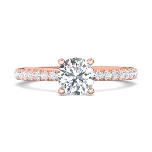 FlyerFit&reg; 14K Pink Gold Micropave Engagement Ring