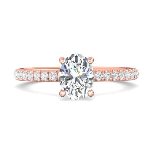 FlyerFit&reg; 18K Pink Gold Micropave Engagement Ring