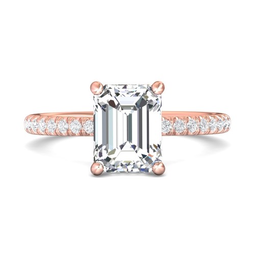 FlyerFit&reg; 18K Pink Gold Micropave Engagement Ring