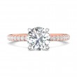 FlyerFit® 14K Pink Gold Shank And White Gold Top Micropave Engagement Ring