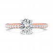 FlyerFit® 14K Pink Gold Shank And White Gold Top Micropave Engagement Ring
