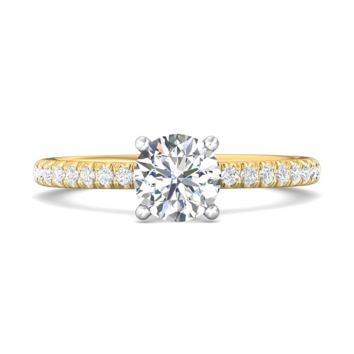 FlyerFit&reg; 18K Yellow Gold Shank And White Gold Top Micropave Engagement Ring