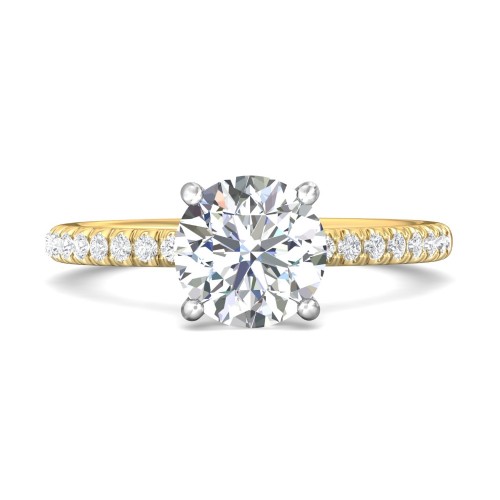 FlyerFit&reg; 14K Yellow and 14K White Gold Micropave Engagement Ring
