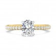 FlyerFit® 18K Yellow Gold Shank And White Gold Top Micropave Engagement Ring