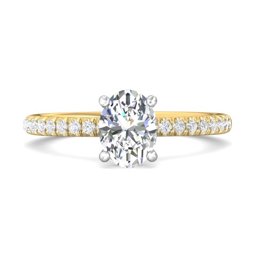 FlyerFit&reg; 18K Yellow Gold Shank And White Gold Top Micropave Engagement Ring