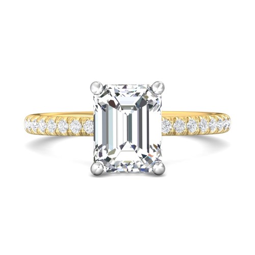 FlyerFit&reg; 14K Yellow and 14K White Gold Micropave Engagement Ring