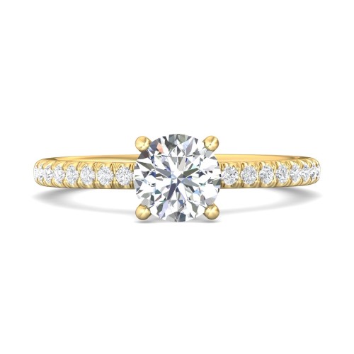 FlyerFit&reg; 18K Yellow Gold Micropave Engagement Ring