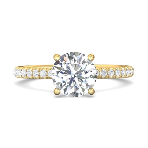 FlyerFit&reg; 14K Yellow Gold Micropave Engagement Ring