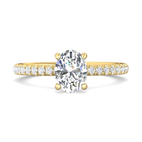 FlyerFit&reg; 18K Yellow Gold Micropave Engagement Ring