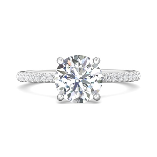 FlyerFit&reg; 18K White Gold Micropave Engagement Ring