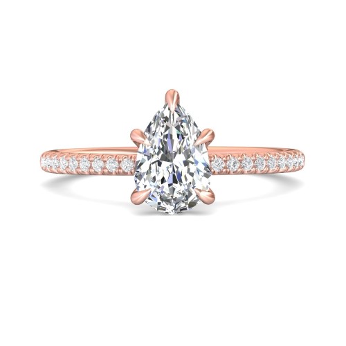 FlyerFit&reg; 18K Pink Gold Micropave Engagement Ring