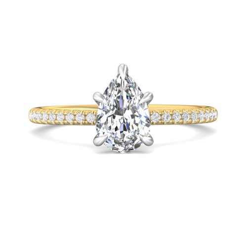 FlyerFit® 14K Yellow and 14K White Gold Micropave Engagement Ring