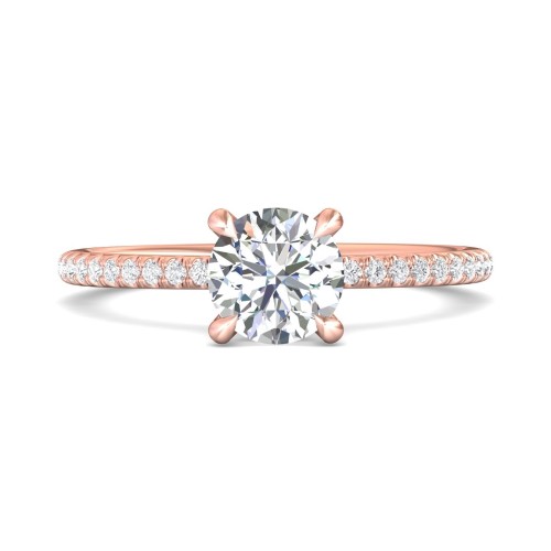 FlyerFit&reg; 18K Pink Gold Micropave Engagement Ring