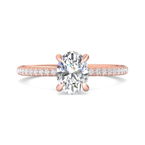 FlyerFit&reg; 18K Pink Gold Micropave Engagement Ring
