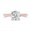 FlyerFit® 14K Pink Gold Shank And White Gold Top Micropave Engagement Ring