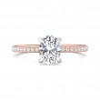 FlyerFit® 18K Pink Gold Shank And White Gold Top Micropave Engagement Ring