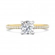 FlyerFit® 18K Yellow Gold Shank And White Gold Top Micropave Engagement Ring