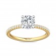 FlyerFit® 18K Yellow Gold Shank And White Gold Top Micropave Engagement Ring