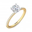 FlyerFit® 18K Yellow Gold Shank And White Gold Top Micropave Engagement Ring