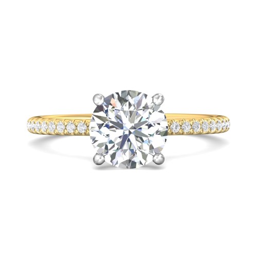 FlyerFit&reg; 18K Yellow Gold Shank And White Gold Top Micropave Engagement Ring