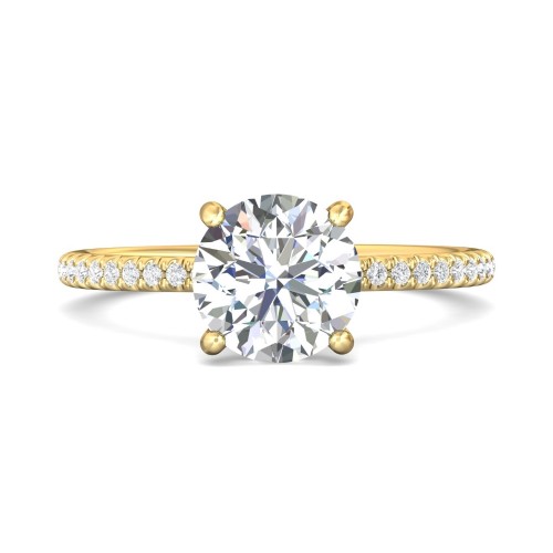FlyerFit&reg; 14K Yellow Gold Micropave Engagement Ring