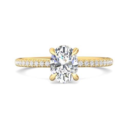 FlyerFit&reg; 18K Yellow Gold Micropave Engagement Ring