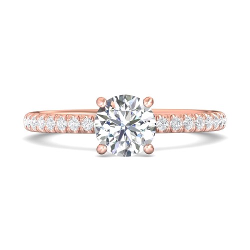 FlyerFit&reg; 14K Pink Gold Micropave Engagement Ring