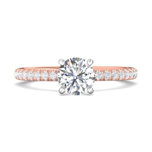 FlyerFit&reg; 18K Pink Gold Shank And White Gold Top Micropave Engagement Ring