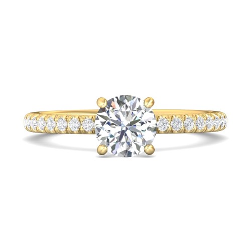 FlyerFit&reg; 18K Yellow Gold Micropave Engagement Ring