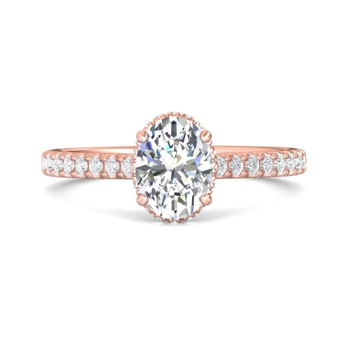 FlyerFit&reg; 14K Pink Gold Micropave Engagement Ring
