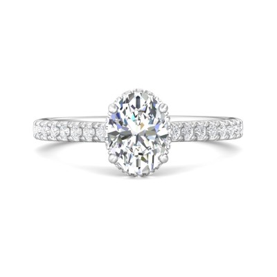 flyerfit® 18k pink gold shank and white gold top micropave engagement ring