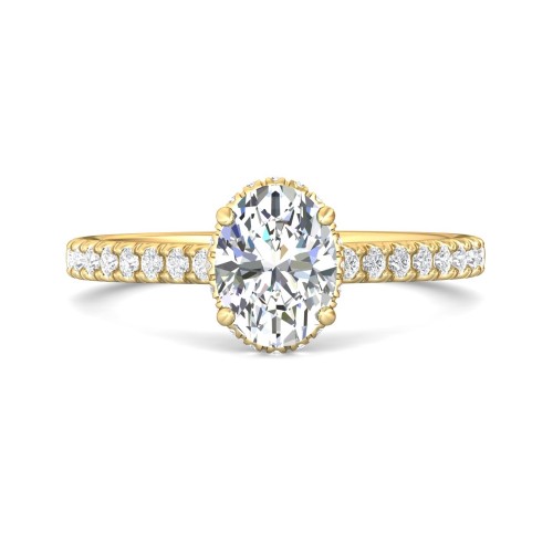 FlyerFit&reg; 18K Yellow Gold Micropave Engagement Ring