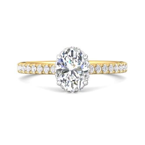 FlyerFit&reg; 14K Yellow and 14K White Gold Micropave Engagement Ring
