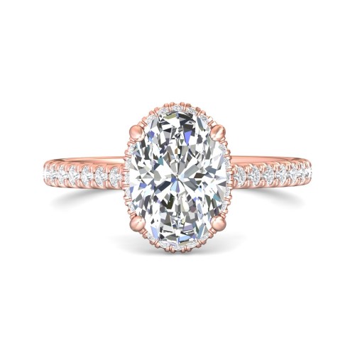 FlyerFit&reg; 14K Pink Gold Micropave Engagement Ring