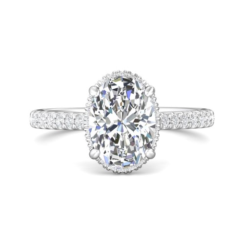 FlyerFit&reg; 18K White Gold Micropave Engagement Ring